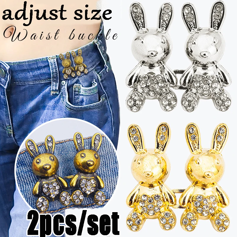 

Women Adjustable Metal Rabbit Waist Buckle Button Extender Pants Jeans Waist Tighten Buckles Waist Clip Pins Buttons Accessories