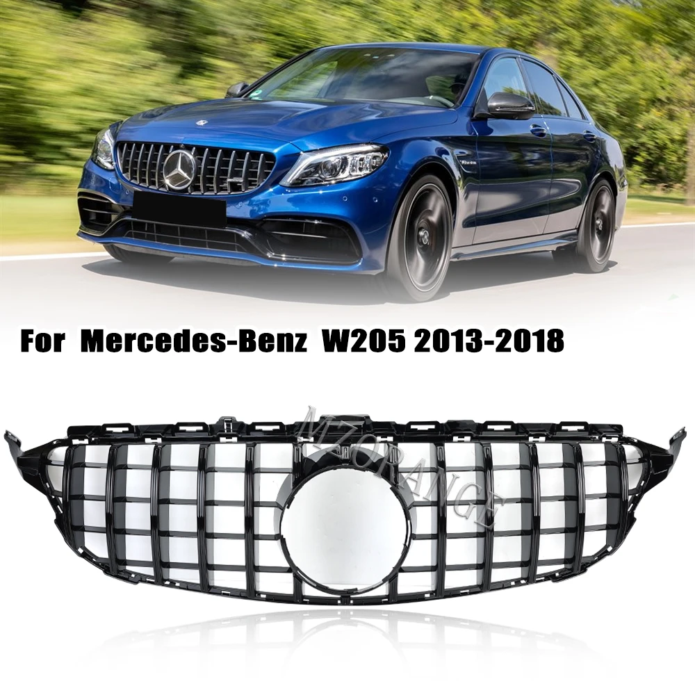 

Car Front Grill Grille For Mercedes- Benz C Class W205 GTR GT C300 C250 C43 2013-2018 bumper racing Grill Hood Mesh accessories