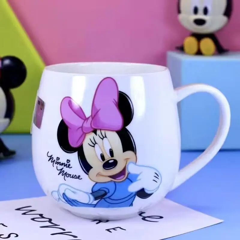 Disney  Cartoon Pooh  Mickey Mouse Straight drink cup Minnie Goofy Ceramic Cups Milk Handle Coffee Mug