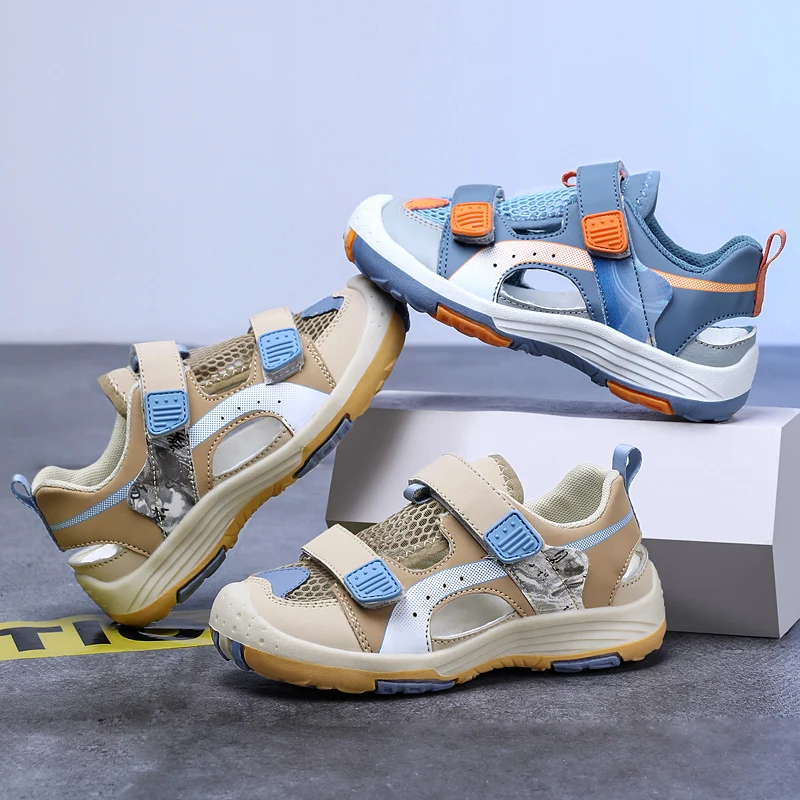 

Мягкие сандалии для мальчиков, модная детская обувь, однотонная детская подошва, противоскользящие, противоударные, уличные сандалии для девочек, пляжные сандалии на плоской подошве