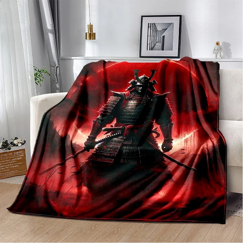 3D Japanese Samurai Bushido Katana Cartoon Game Blanket,Soft Throw Blanket for Home Bedroom Bed Sofa Travel Picnic Cover Kids