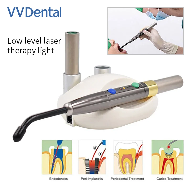 

VV Dental Portable Diode Laser System Low Level Laser Therapy Device 650nm Soft Tissue Lamp Perio Endo Surgical