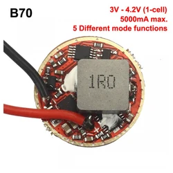 B70 22mm 5000mA 3V - 4.2V 1-cell 5-Mode Boost Driver Board for XHP70 6V Flashlight Build DIY Circuit PCB