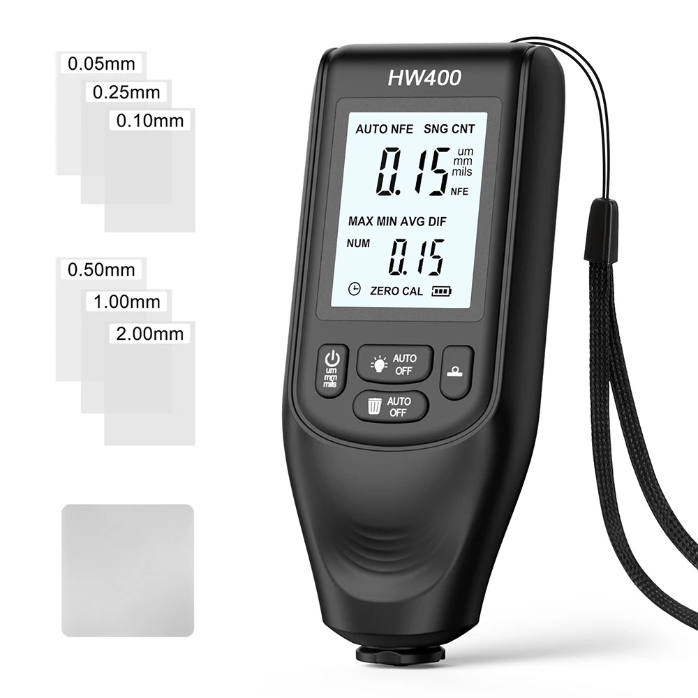 HW-400 spessimetro per rivestimento ad alta precisione 0-2000 micron rileva automaticamente i dispositivi di misurazione dei rivestimenti metallici