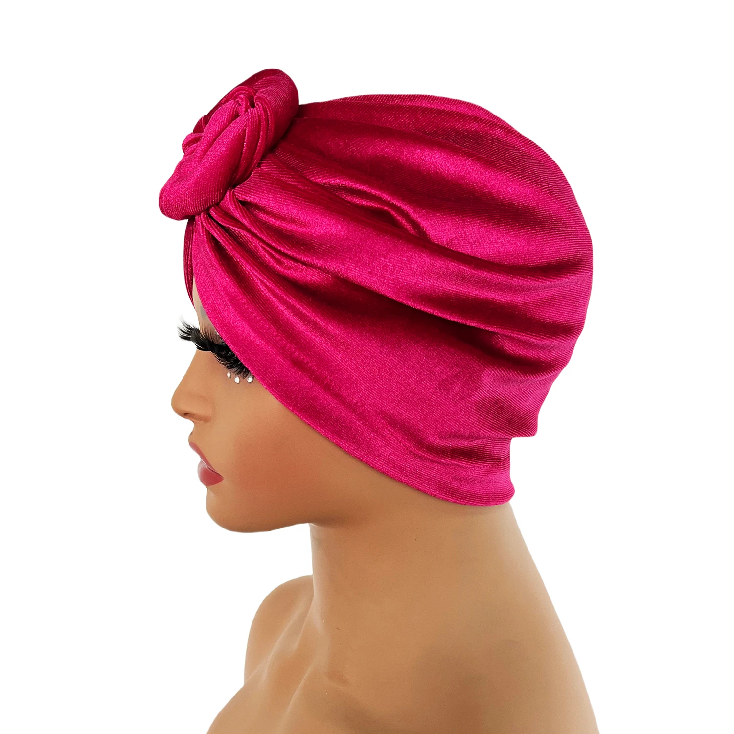 Velvet Knot Turban Hats Vintage Solid Color Head Wraps Classic Beanies Ramadan Headscarf Chemo Cap For Women