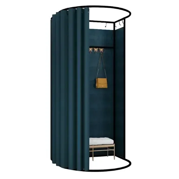 Shopping Mall Temporary Mobile Fitting Room Clothing Store Landing Portable Foldable Simple Dressing Room Display Rack Door Curt