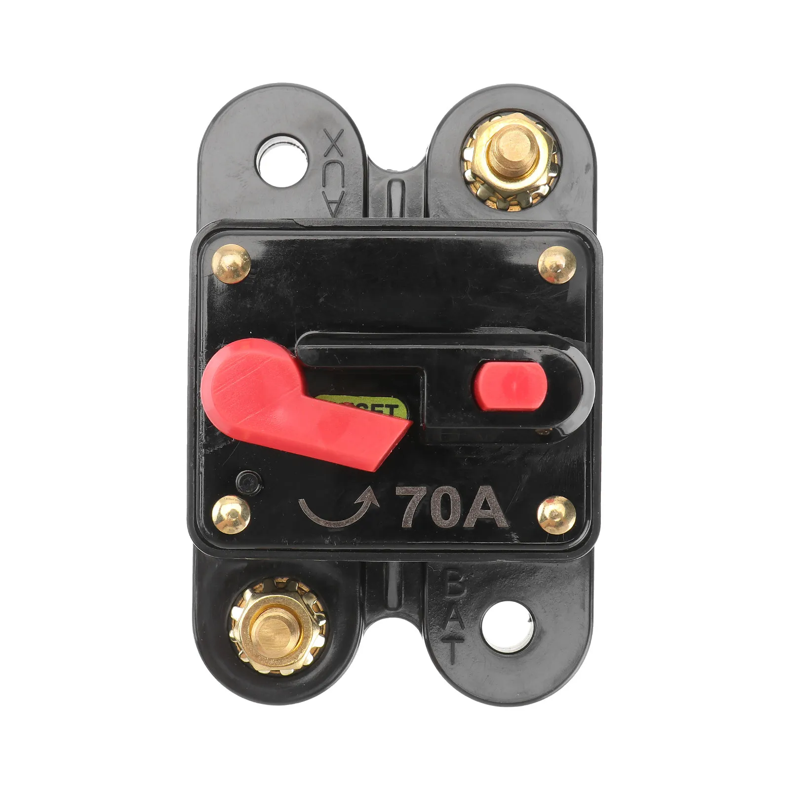 70 Amp Resettable Circuit Breaker Compact Lightweight Auto Marine Boat Trolling Motor Stereo Audio Protection Push Button Kill