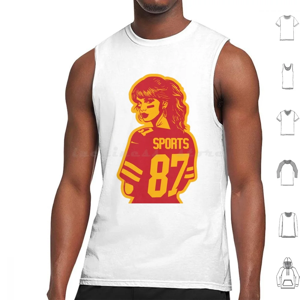 Go Sports!! Tank Tops Print Cotton Swift Chiefs Travis Kelce Kelsey Football Tswift Sports 87 Red Yellow