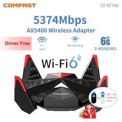 WiFi6 USB Wireless Adapter 4 Antennas E-sports Game Wi Fi Dongle WPA3 RTL8832CU AX5400 2.4G&5G&6G Wi-Fi Network Card Win10 11