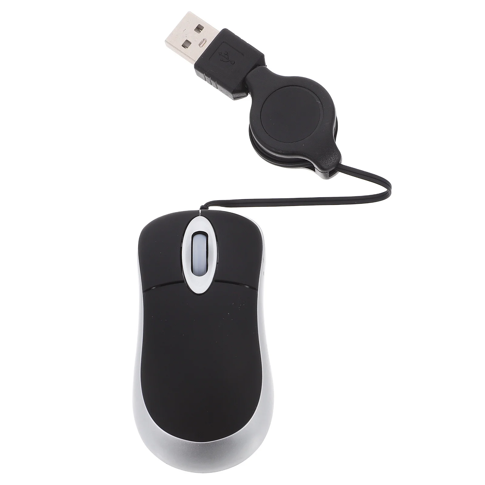 Mouse USB Preto Mini Telescópico Portátil Óptico 1000Dpi Silencioso com Fio para Computador Notebook Escritório Trabalho em Casa