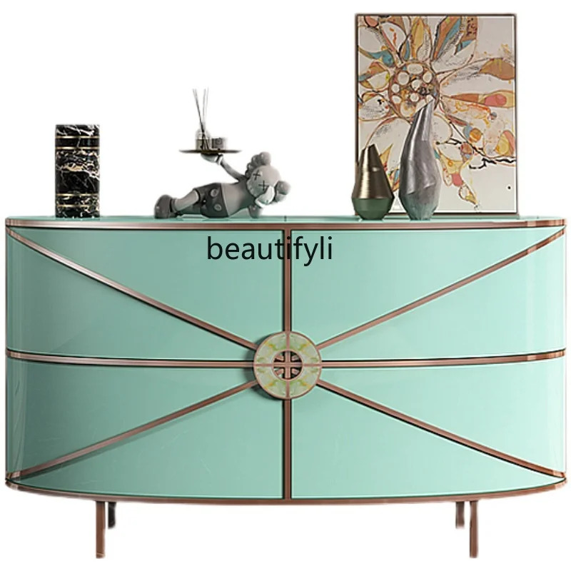 

Postmodern light luxury door cabinet, living room entry decorative cabinet, Italian solid wood locker