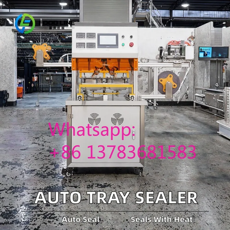 

Customized Automatic Foil Film Tray Sealing Machine Heat Sealing Plastic and Paper Trays for Beverage and Chemical Applications