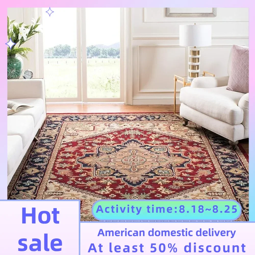 

Area Rug - 8'3" X 11' Room Rugs Handmade Traditional Oriental Wool Interior Red Large Living Room Carpet for Rooms Freight free