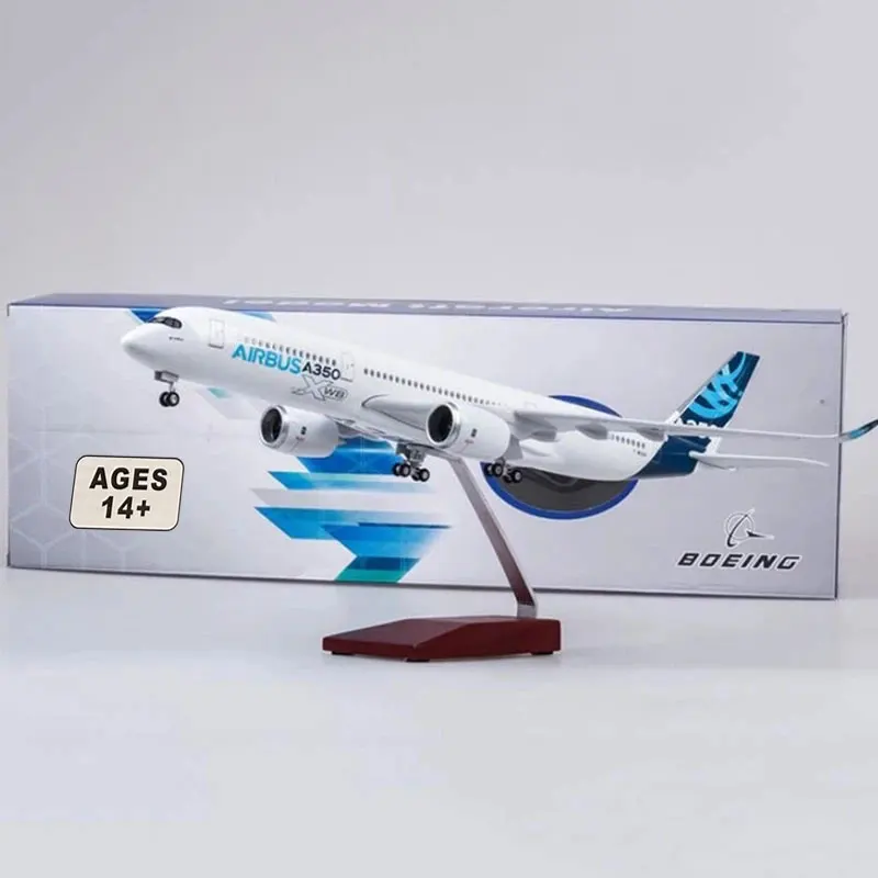 

47CM Airplane Model Desk Accessories A350 Prototype Airbus 350 Plane Model Kits with LED Light(Touch or Sound Control) Decoratio