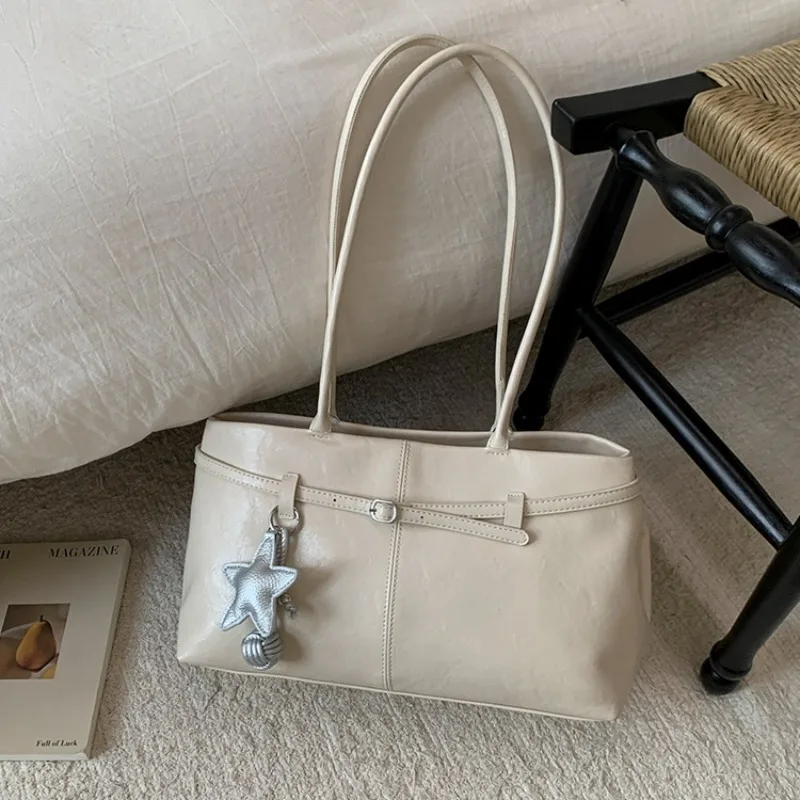 

2025 Brand Fashion Satchels PU Solid Color Zipper Star Pendant Shoulder Bags Water Proof Commuting Temperament Women's Handbags