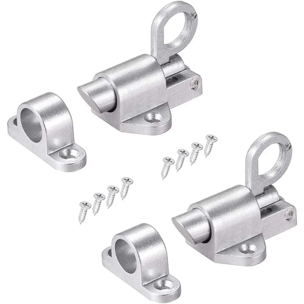 2 Pcs Spring Latch Bolt Latch Lock,Spring Latch Lock,Automatic Spring Latch,Pull Ring Door Bolt,with Screws,Suitable for Windows