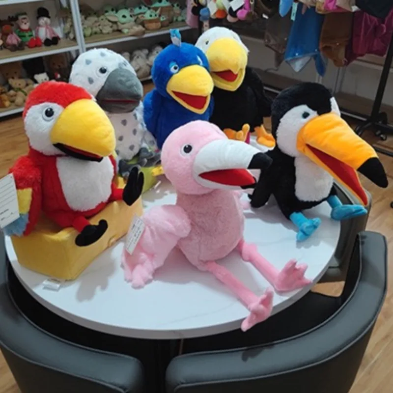 Pluszowa maskotka na rękę w kształcie ptaka z dużym dziobem, zabawka interaktywna dla rodziców i dzieci, zabawka uspokajająca dla dzieci, lalka sowa, flaming, prezent dla dzieci.