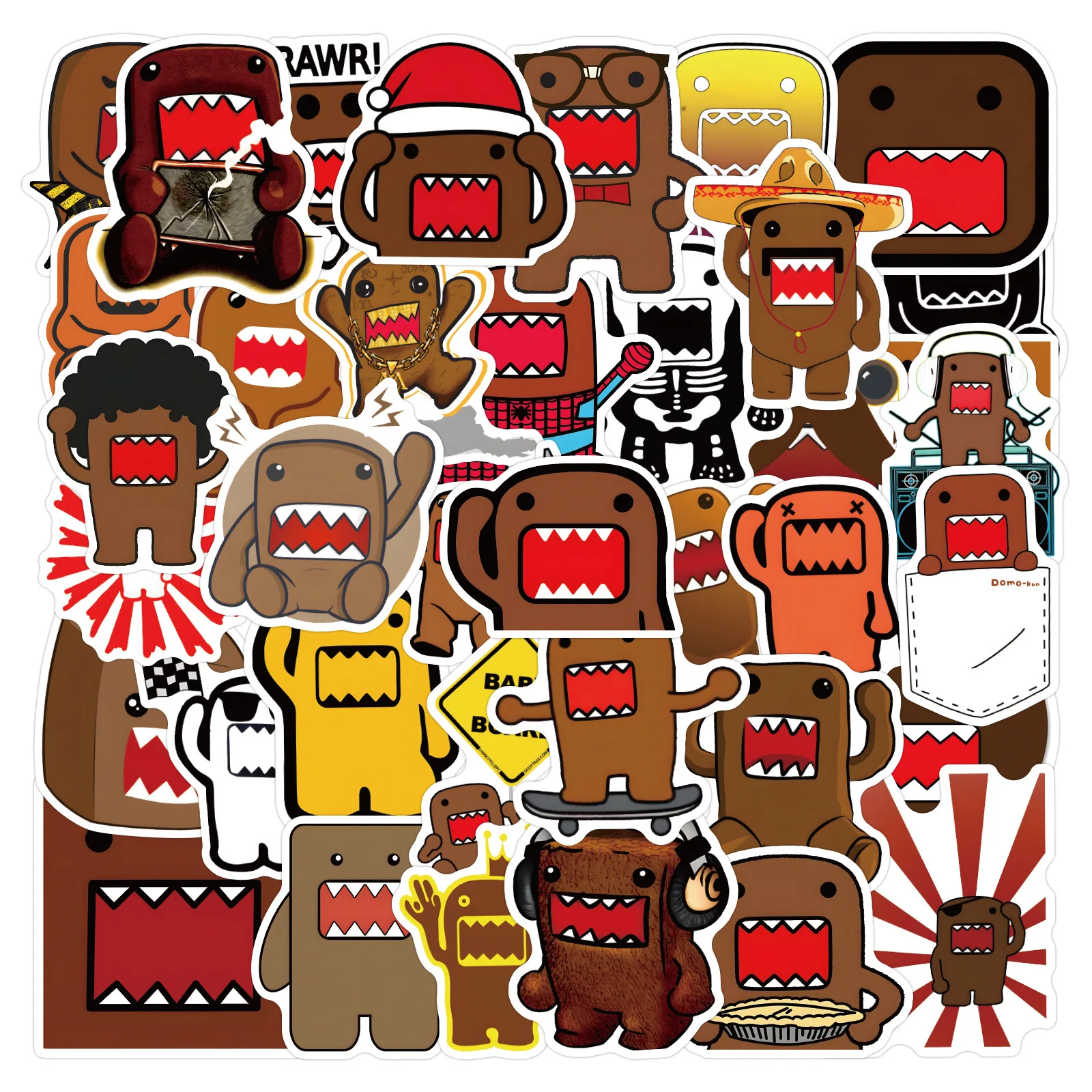 53Pcs Cartoon Cute Domo Kun Stickers Doodle Graffiti Sticker Collection DIY Toy Luggage Laptop Skateboard Decals Stickers Toy