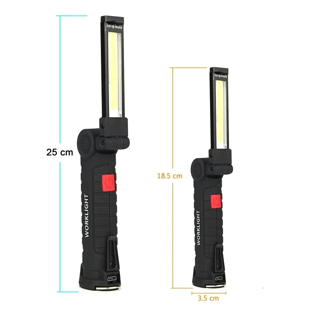 Imagem -05 - Lanterna Recarregável Usb Portátil Cob Luz de Trabalho Lanterna Magnética Lâmpada Pendurada com Bateria Embutida Tocha de Acampamento 13 Pcs