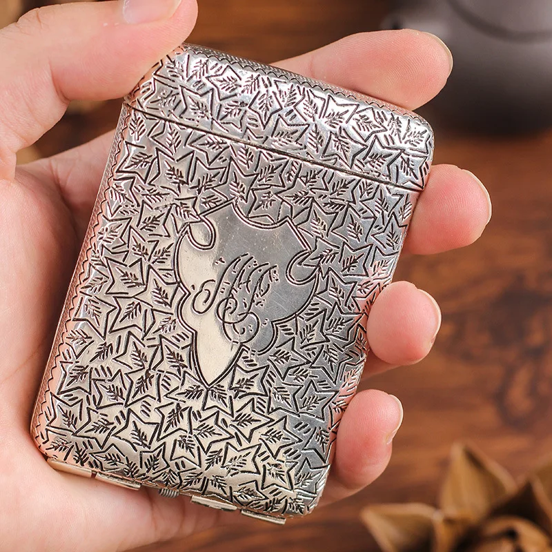 Vintage Carved Cigarette Box Case Cigarette Container Cigarettes Tobacco Box Holder Pocket Storage Box Cigarette Box Gift