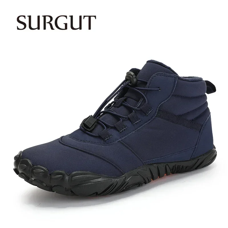 

SURGUT Men Snow Boots Plush Warm Waterproof Winter Outdoor Ankle Shoes For Men