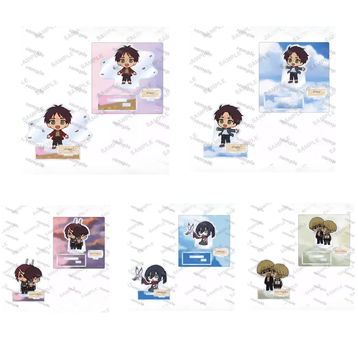 Juego Armin Arlert Hans Eren Yeager Mikasa Ackerman Hange Zoe muñeco con soporte acrílico figura de Anime modelo placa Cosplay juguete para regalo