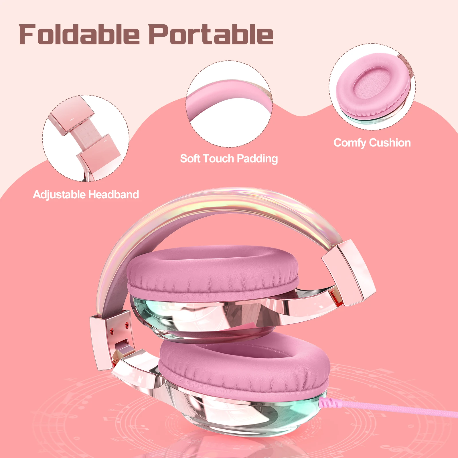 Soundproof Headphones For Kids Women Girls Gamer Headset With Mic For Tablet PC iPhone Music Stereo Headphone For School Travel