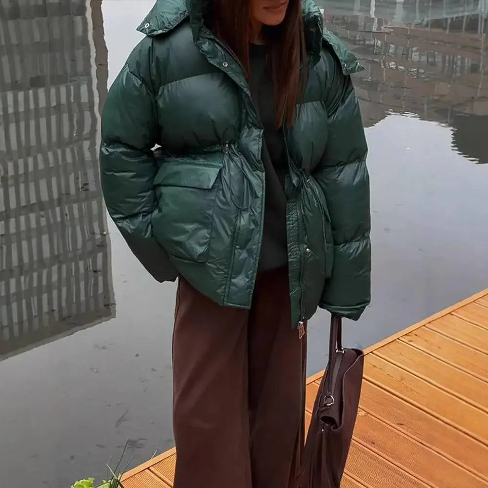 

Цветная молния, однотонная хлопковая куртка с длинными рукавами и капюшоном, элегантное утепленное теплое пальто с короткими карманами