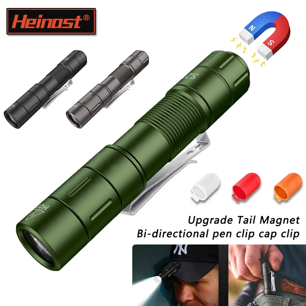 S21 Tactical Flashlight AA or 14500 Rechargeable Battery EDC Flashlight with Tail Magnet Max 880 Lumens IP68 Waterproof Torch
