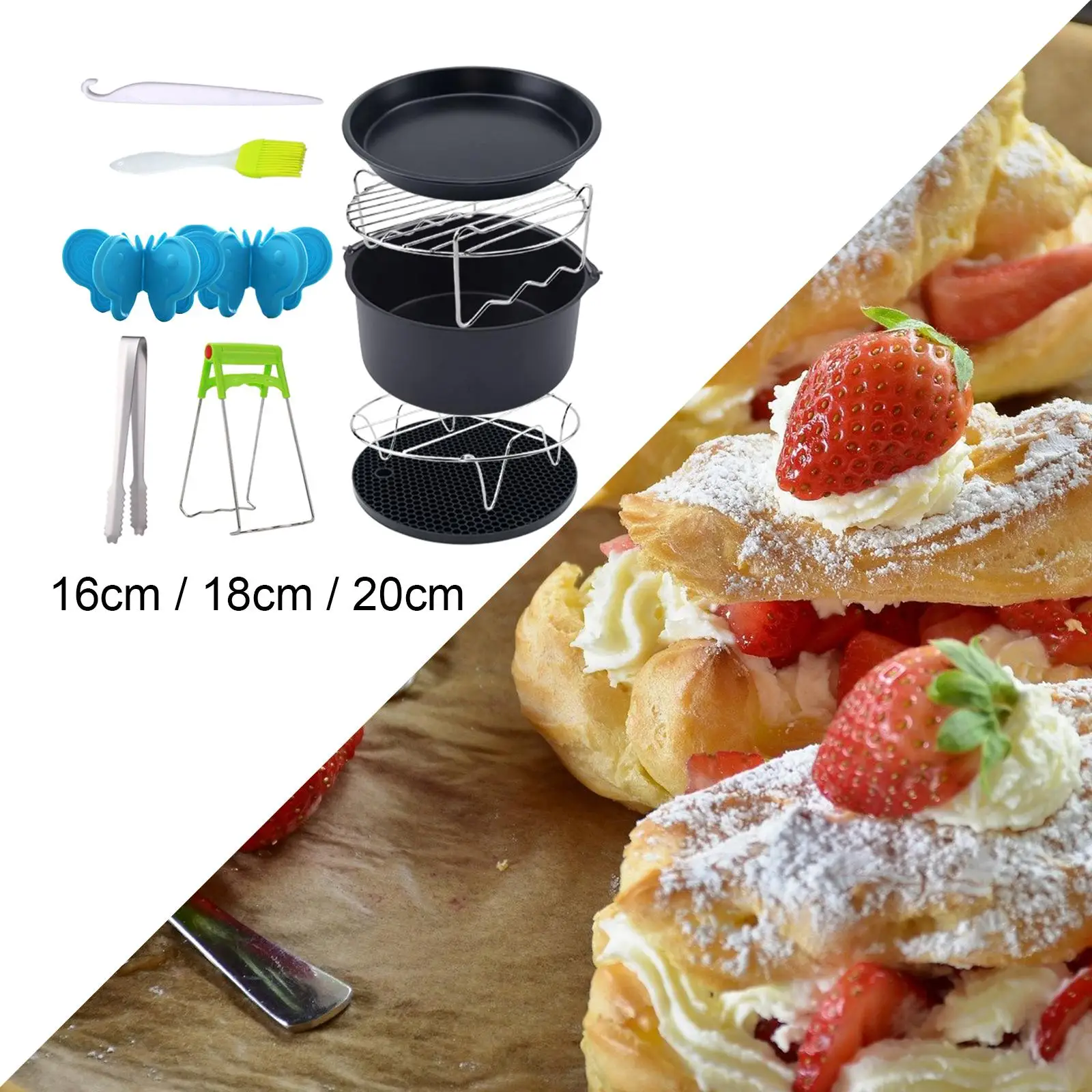 10Pcs Non-Stick Air Fryer Accessories Set Muffin Cups Pizza Pan for Cooking