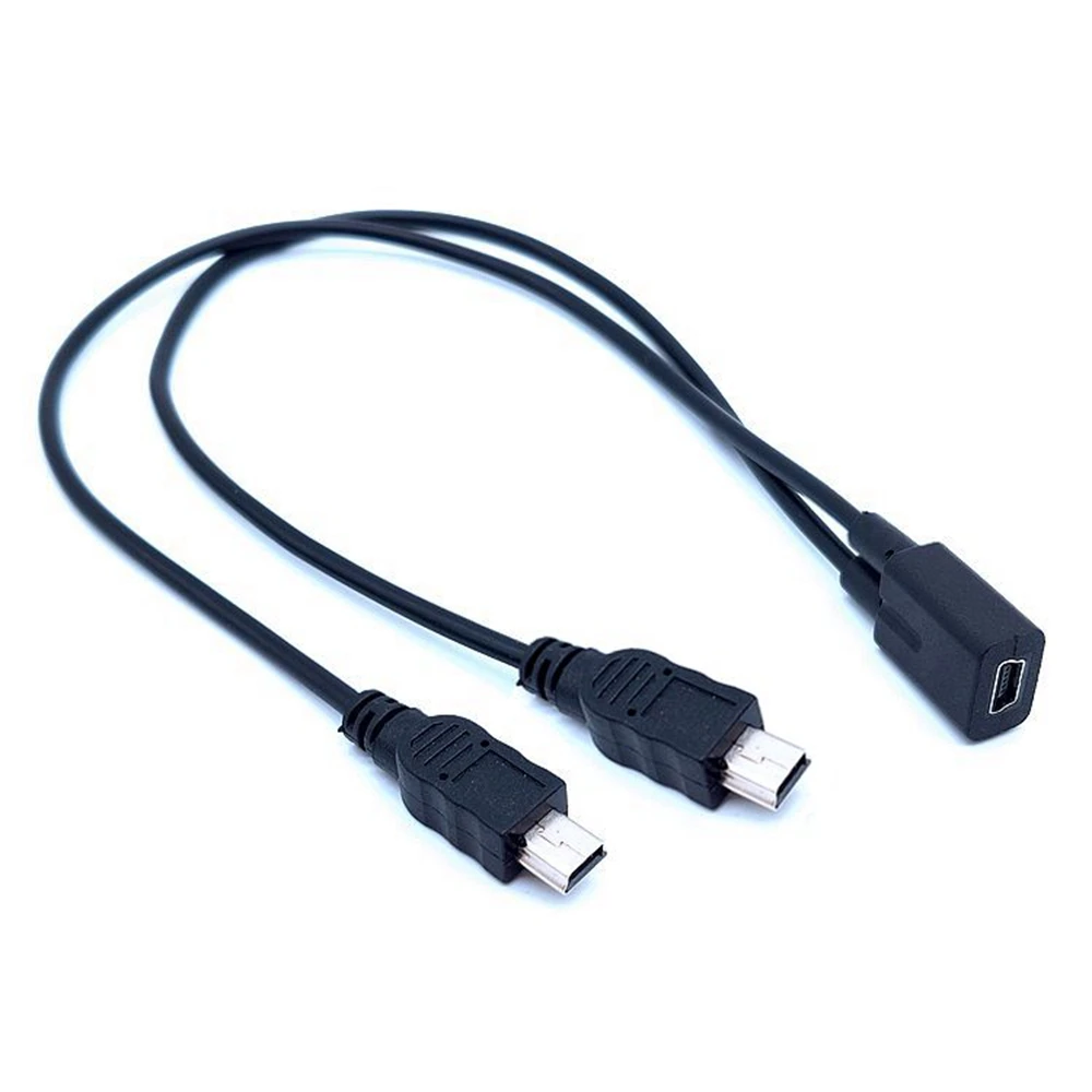 Mini USB 1 do 2 Y kabel splittera, USB 2.0 Mini 5-Pin kobiecy męski + Micro USB konwerter męski szybki kabel do ładowania