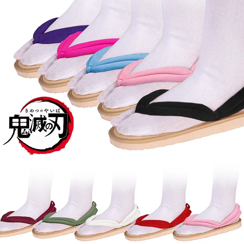 

Anime Demon Slayer Cosplay Shoes Kimetsu No Yaiba Kamado Tanjirou Clogs Sandals Kamado Nezuko Geta Kochou Shinobu Flip Flops