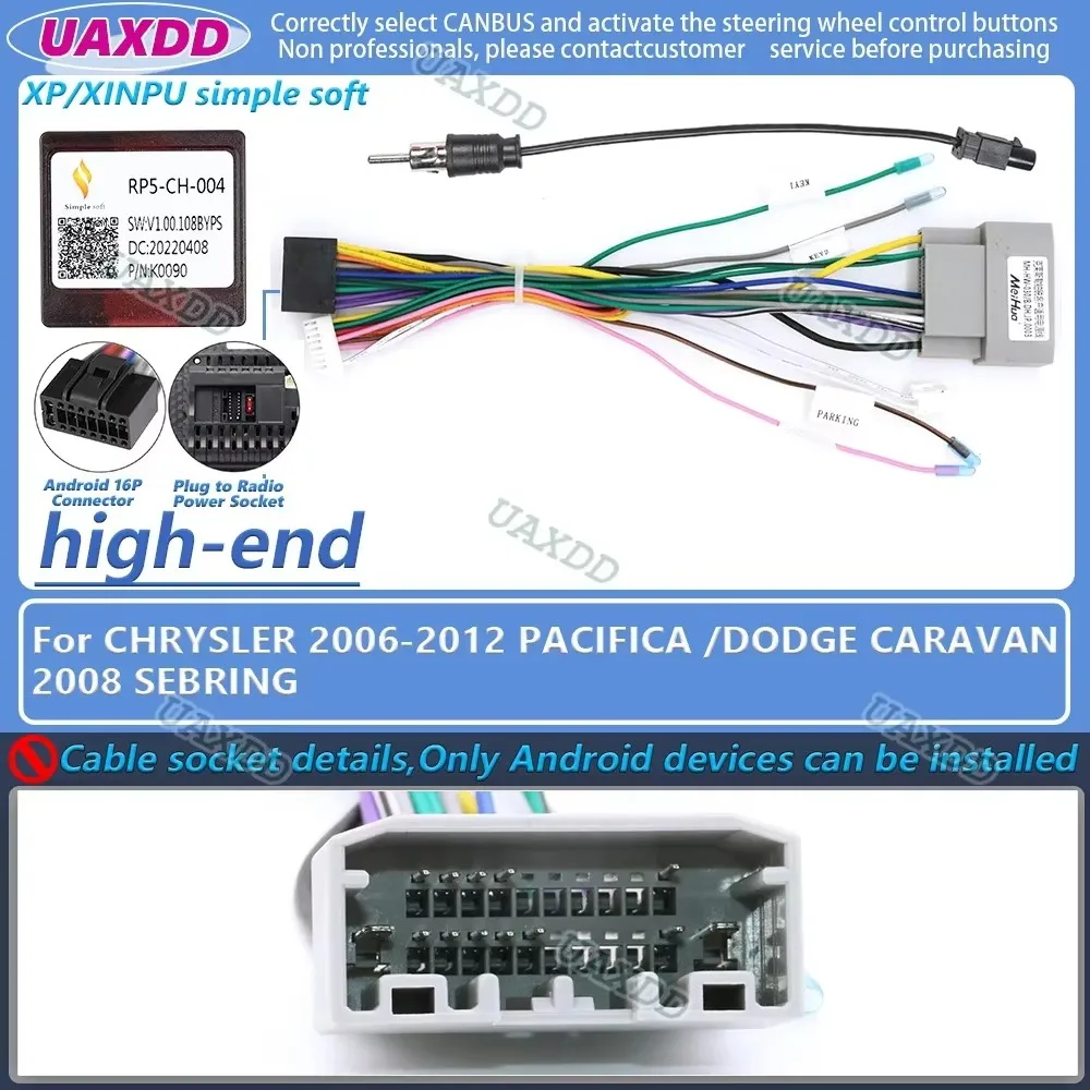 FOR CHRYSLER PACIFICA DODGE CARAVAN GRAND VOYAGER PT CRUISER SEBRING 300C 2 Din Car Android XP cable harness decoder canbus box