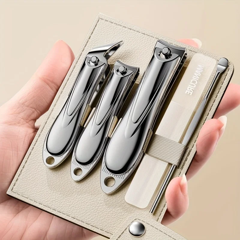 5-Piece Nail Clipper Set - Stainless Steel, Sharp & Durable Manicure Tools Nail Files Ear Pick With Storage Case For Fingernails