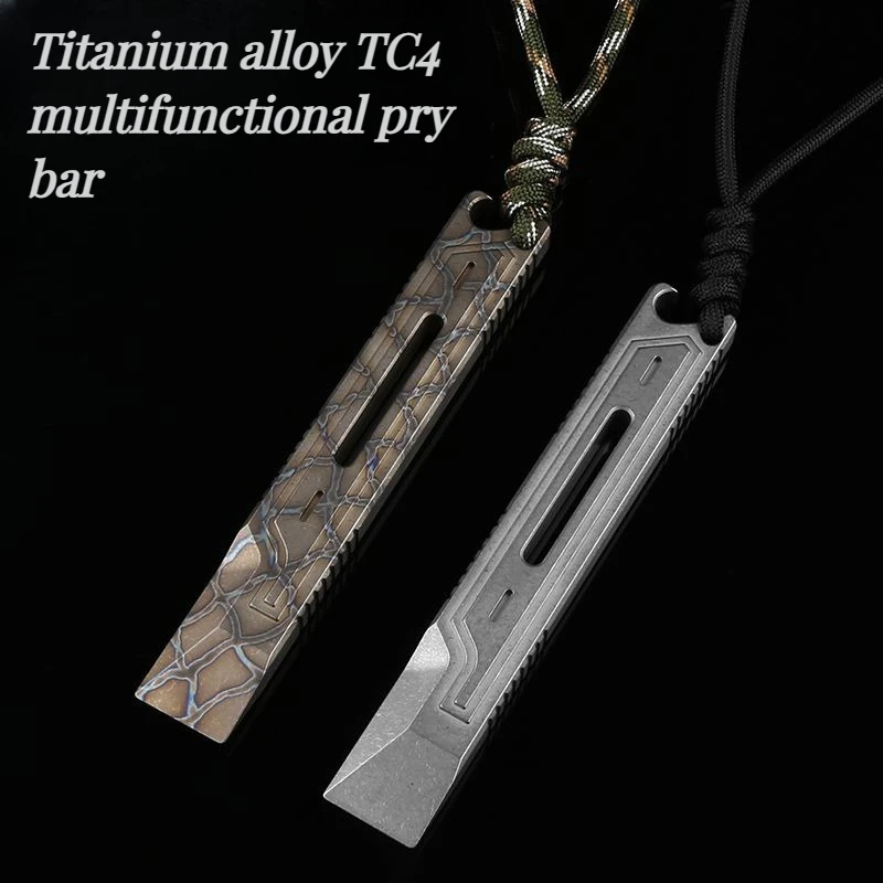 TC4 Titanium Alloy Pry Bar Multifunctional Bottle Opener Outdoor Self-defense Emergency EDC Tool