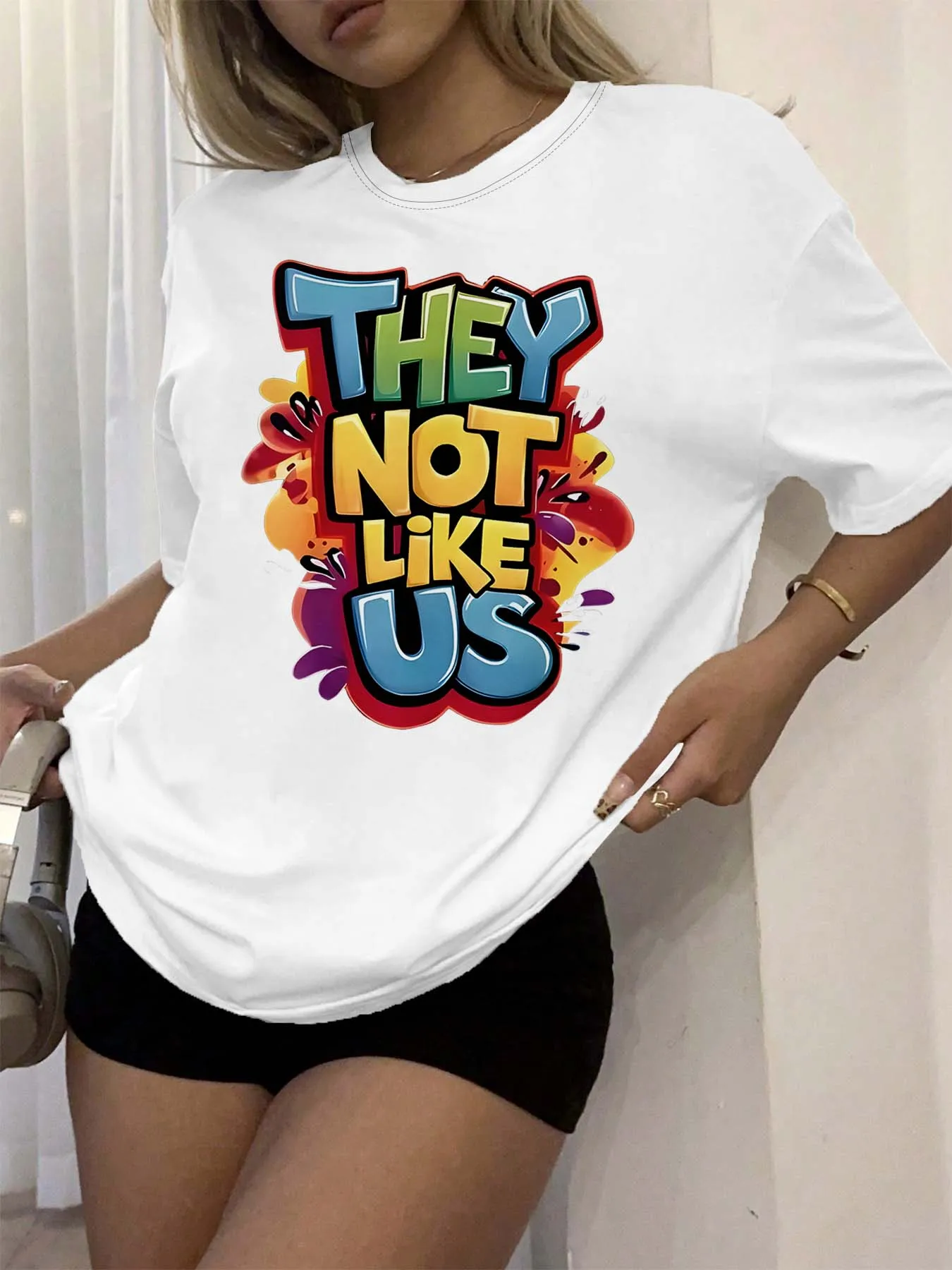 Camiseta gráfica con eslogan de moda de talla grande, lo que no gusta EE. UU., Top llamativo atrevido para rebeldes de moda