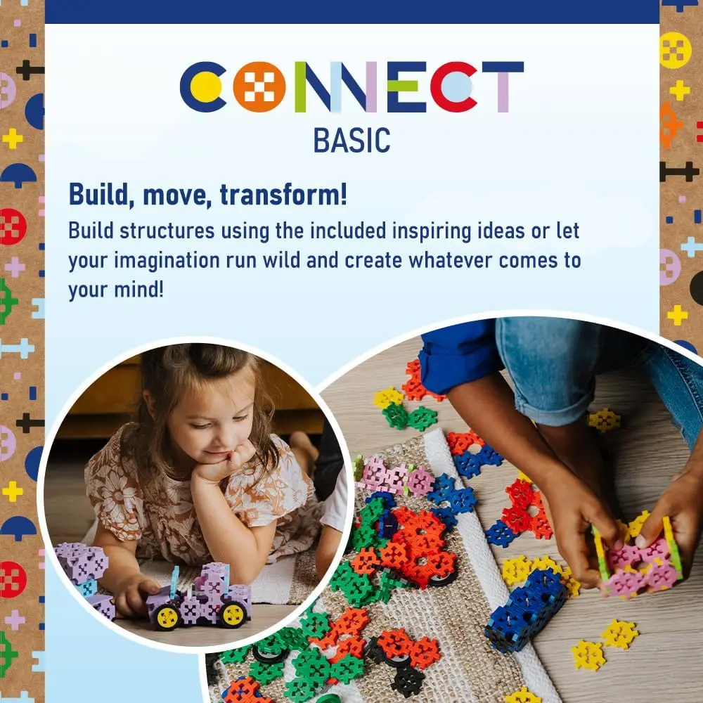 Connect: Basic Girl Brick Set – 70 Ziegelsteine in verschiedenen Formen, kreatives Spielzeug für Erwachsene und Kinder ab 4 Jahren