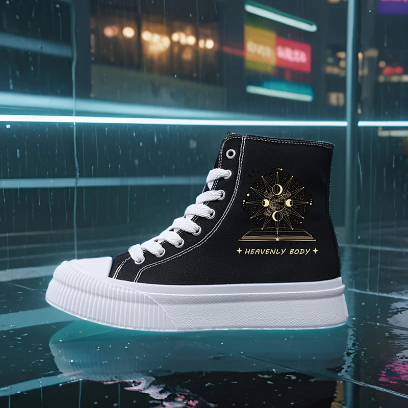 

Women's Sports Shoes for All Seasons Outdoor Students Fashionistas Women's Canvas Shoes High-Top Round Toe Flats Bottom Breathable Vulcanized Shoes Digital Printing Women's Shoes