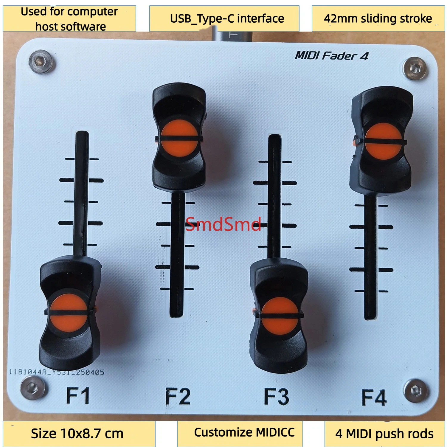 4-channel MIDI Push Rod 42mm Fader Custom CC Information USB Interface Music Host Software Controller