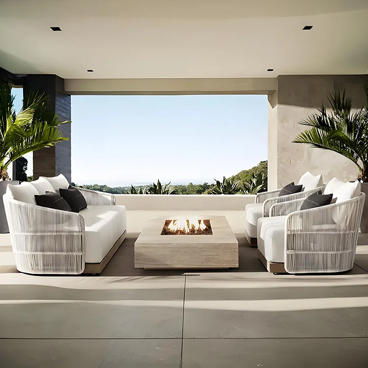 # Luxury Outdoor Modern Patio Garden Hotel Resort All Weather Cord Mix Teak Havana Lounge Collection