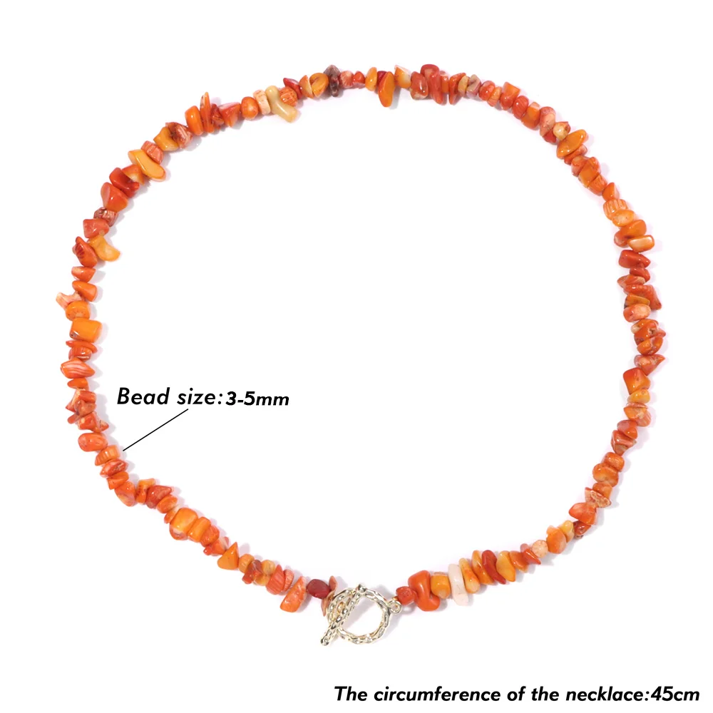 Red Chip Stone Choker Irregular Natural Carnelian Agates Coral Quartzs Gem Necklace Reiki Bohemian Jewelry Gift For Women Men