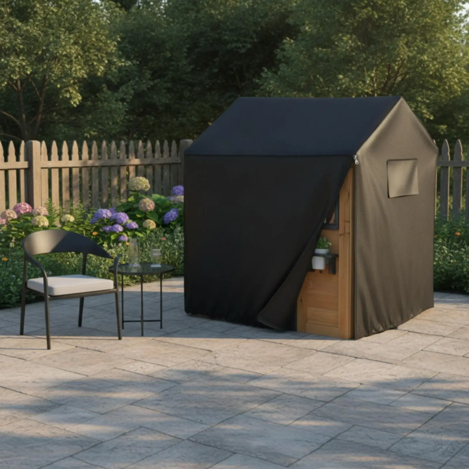 Children Playhouse Cover Outdoor Waterproof Oxford Cloth Drawstring Bottom for Backyard Wooden House