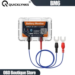 QUICKLYNKS BM6 무선 블루투스 4.0, 12V 배터리 모니터, 자동차 배터리 상태 점검, 앱 모니터링 배터리, 안드로이드 IOS용