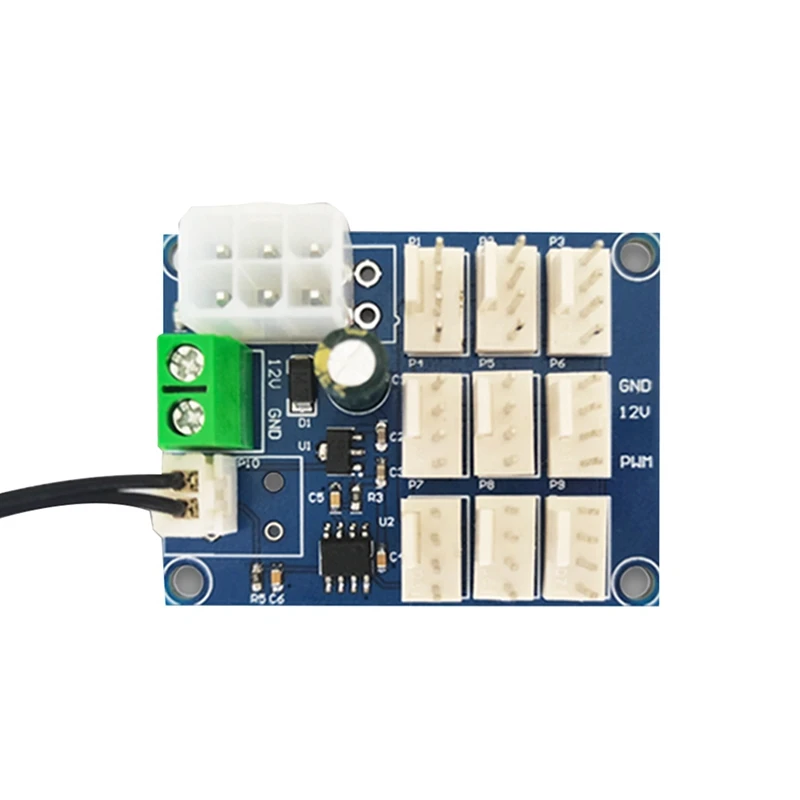 Pwm Snelheidsregelaar 12V Temperatuurmeting Controle Ntc Controle Computerbehuizing Ventilator Multi-Circuit Snelheidsregelaar Duurzaam