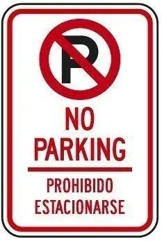 

Bilingual Engilish Spanish No Parking Symbol Sign Aluminum Metal Sign Heavy Duty Tin Signs Decoration Signs 1