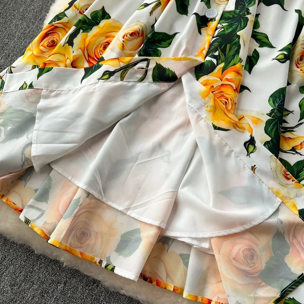 Sexy Backless Print Pleated Slip Dress A-line Chic sweet Casual basics Beach Vacation Women Summer Vintage bohemian Dresses