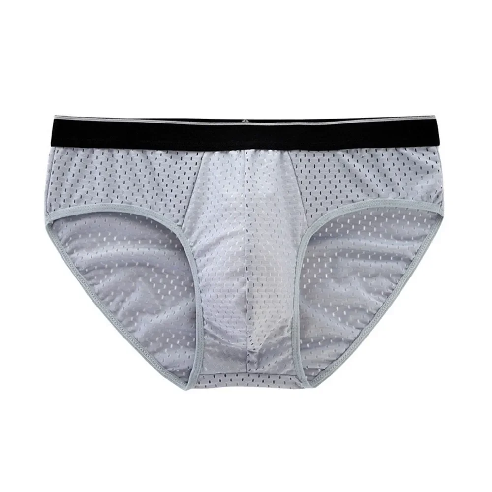 New Men Ice Silk Mesh Breathable Low Waisted Underwear Comfortable Panties Triangle Briefs Seamless Men's Briefs Shorts