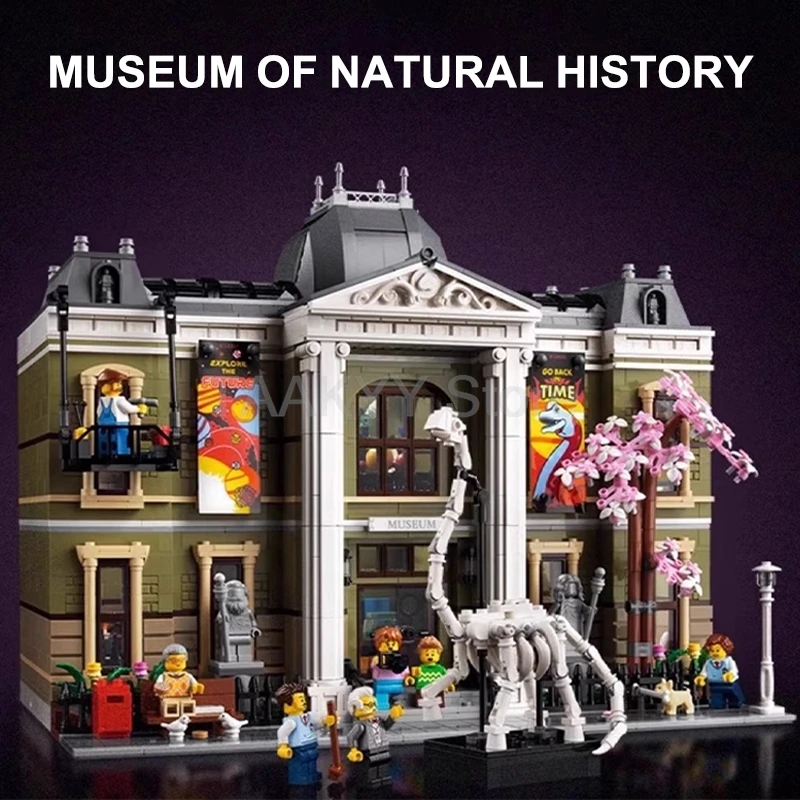 Le plus grand ensemble de construction modulaire de briques de musée d'histoire naturelle d'Eugène, architecture, vue sur la rue, blocs de construction avec lumière LED, nouveau