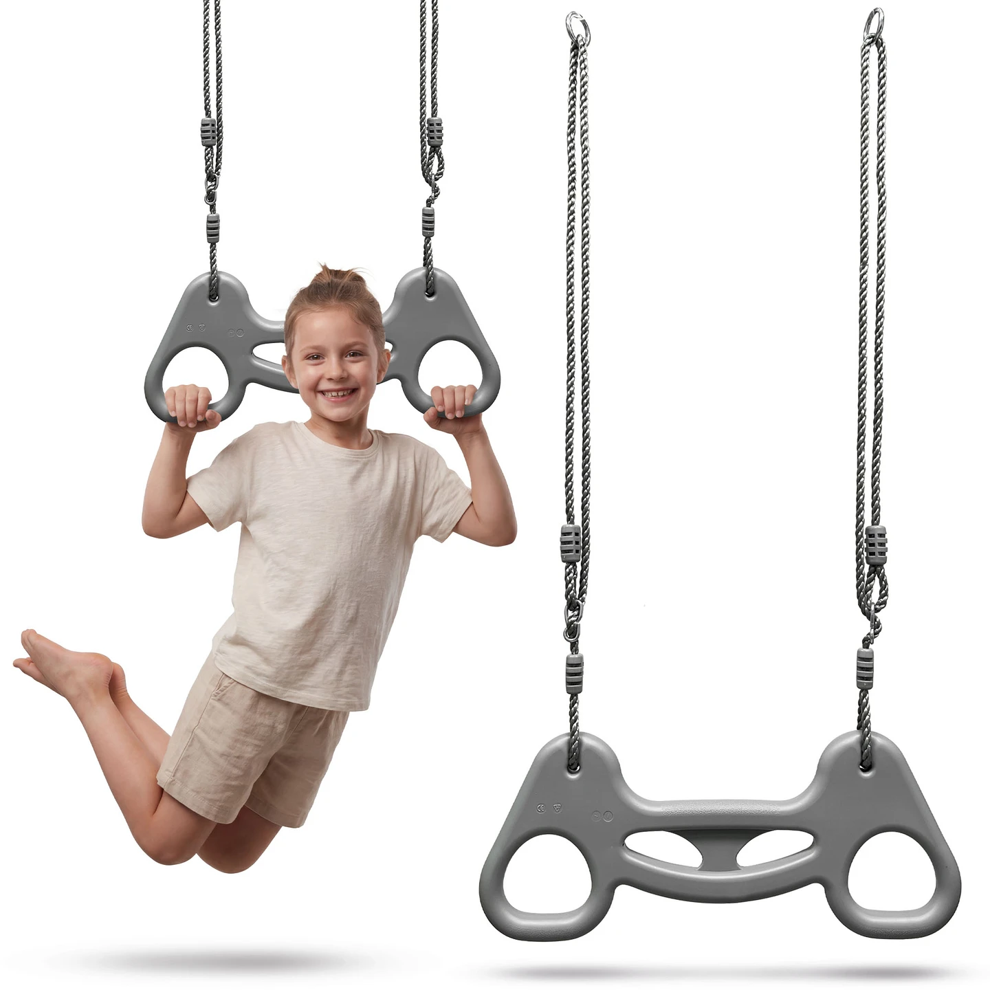 Hypermotion Kids Trapeze Gymnastiekuitrusting Touwschommel Verstelbare Hoogte Buitenspeelgoed Motorische Vaardigheden Training 3+