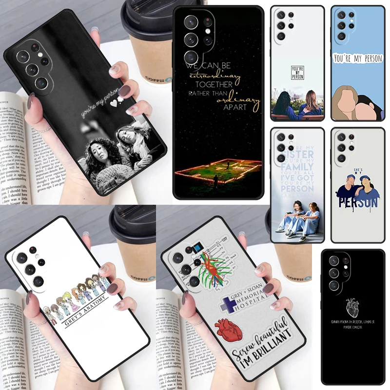 Capa de Telefone Luxuosa Greys Anatomy You are my person para Samsung Galaxy S26 Ultra S25 S24 S23 S22 S21 S20 Note10 Plus FE